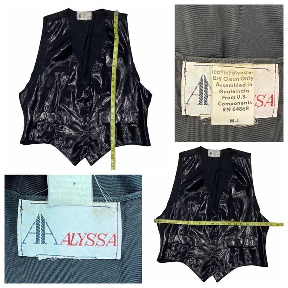 ALYSSA Solid Black Faux Leather Sleeveless Button Down Vest - Picture 11 of 11